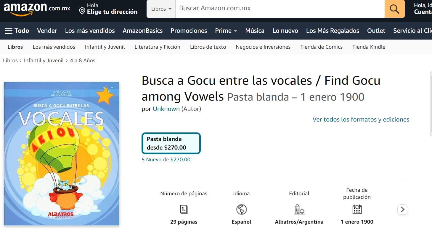 Libro: Busca a Gocú entre las vocales por Nati Acosta