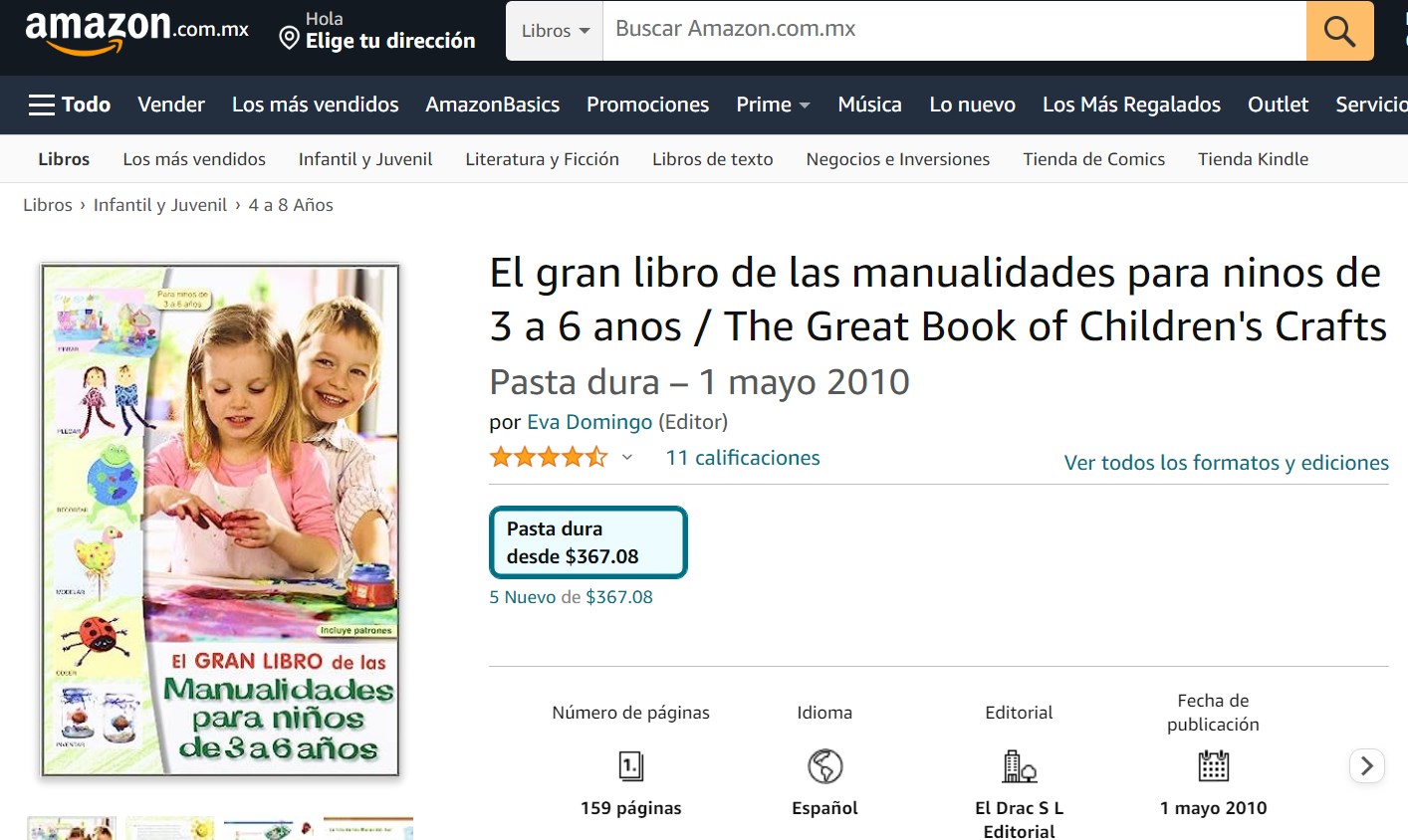 Libro: El gran libro de las manualidades para niños de 3 a 6 años por Eva Domingo