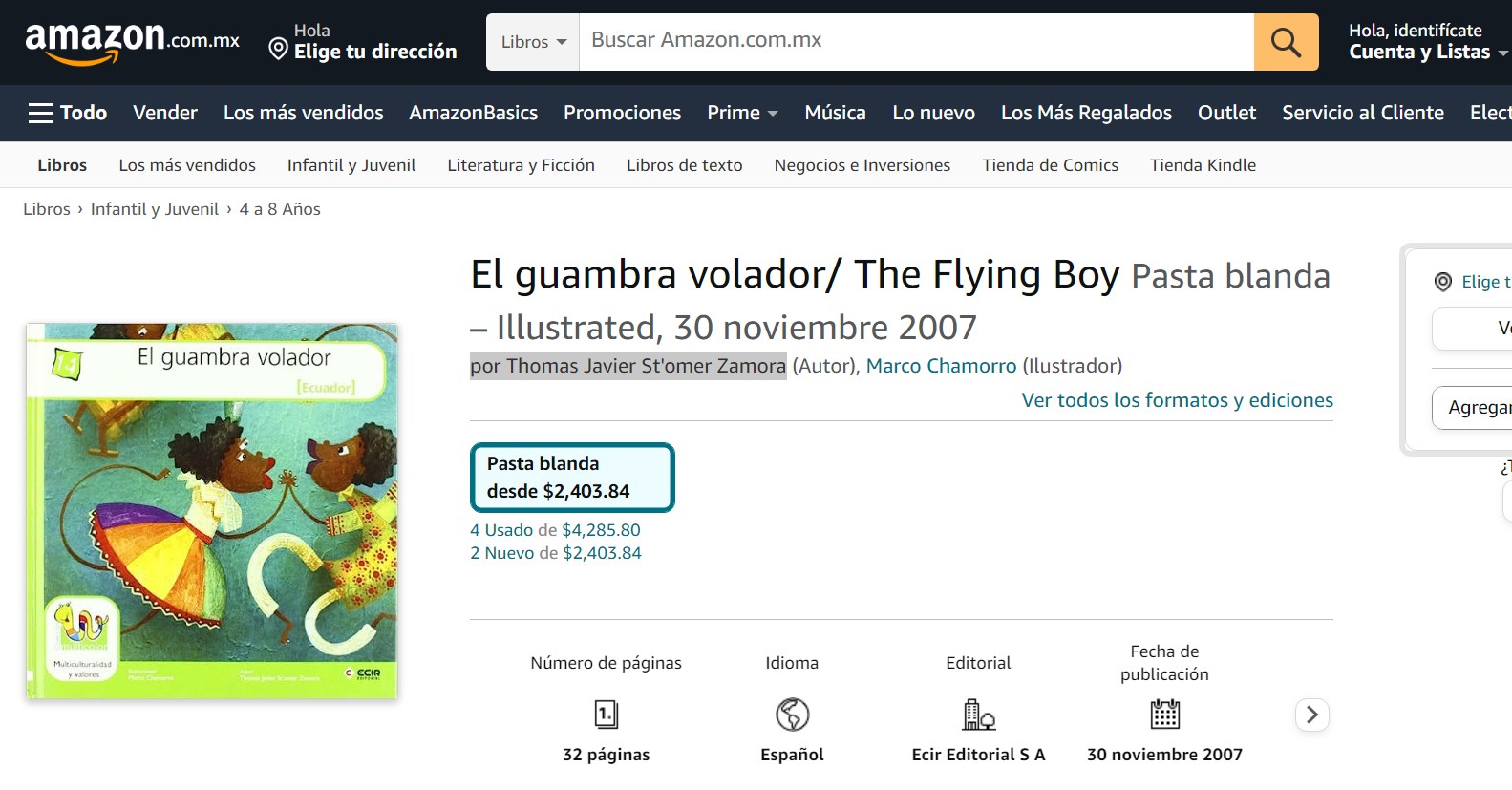 Libro: El guambra volador equador por Thomas Javier St'omer Zamora