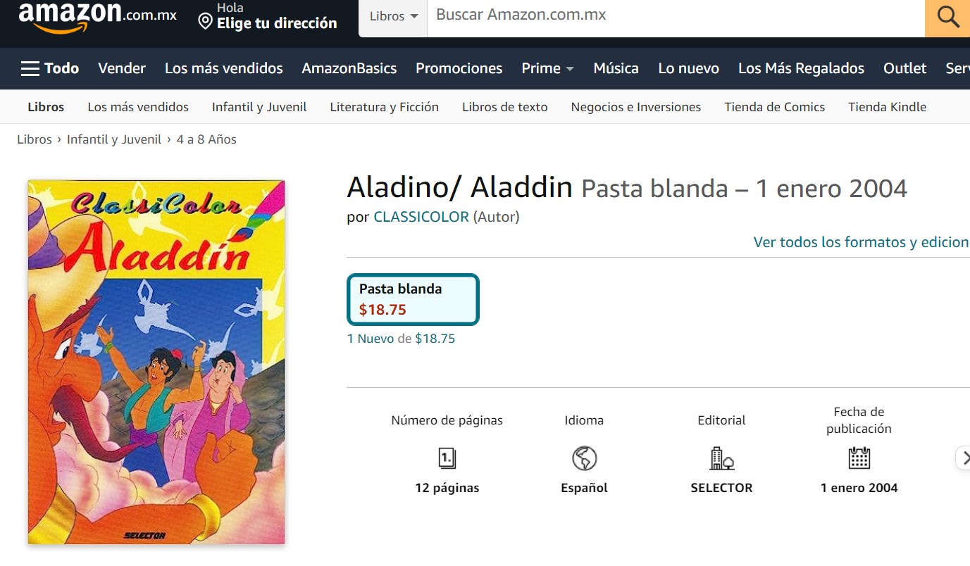 Libro: Aladdin por CLASSICOLOR