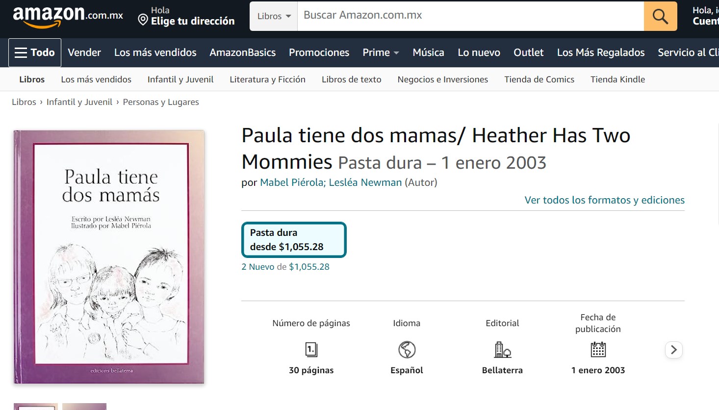 Libro: Paula tiene dos mamás por Mabel Piérola