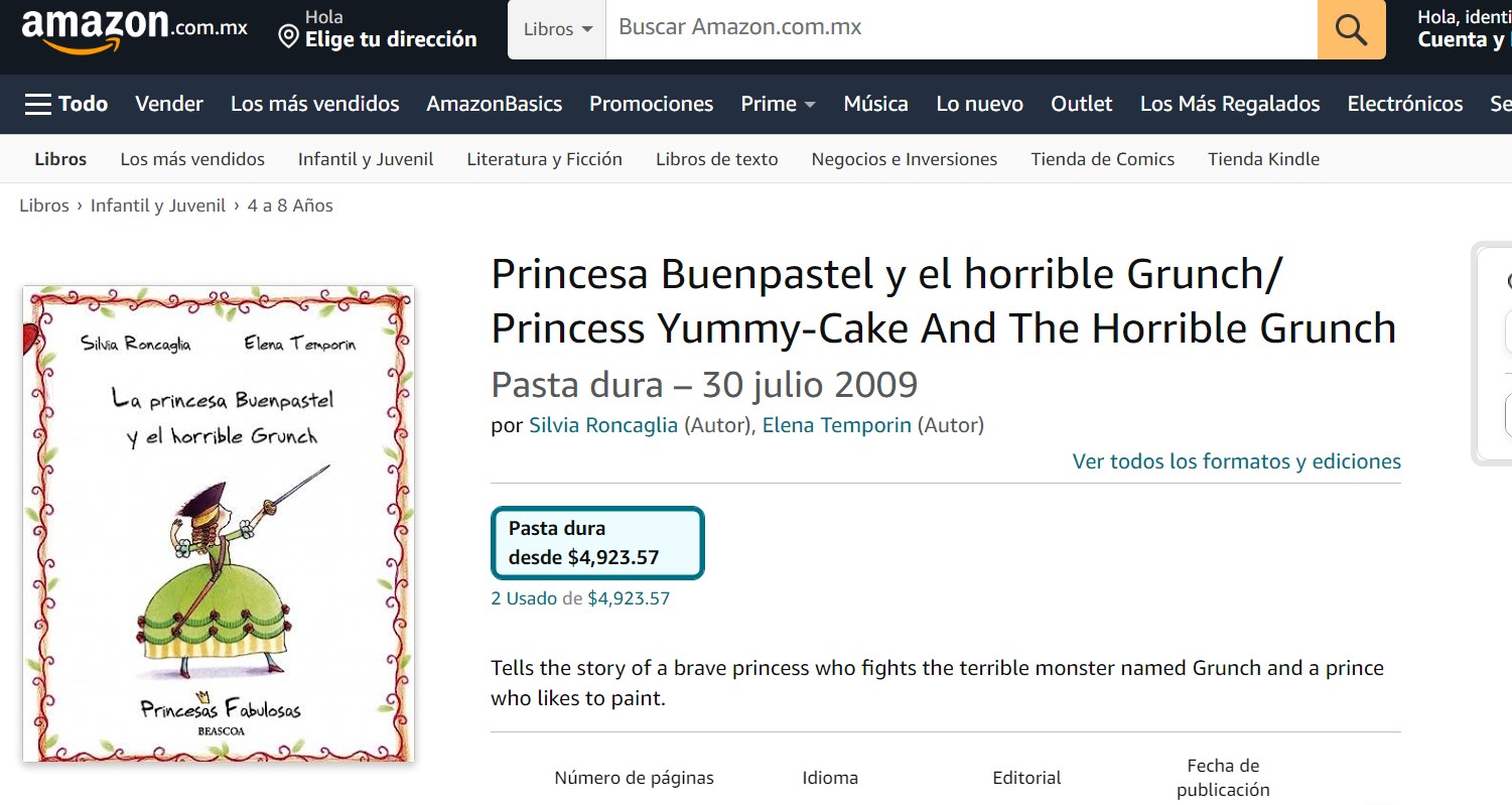 Libro: Princesa Buenpastel y el horrible Grunch: Princesas Fabulosas por Silvia Roncaglia