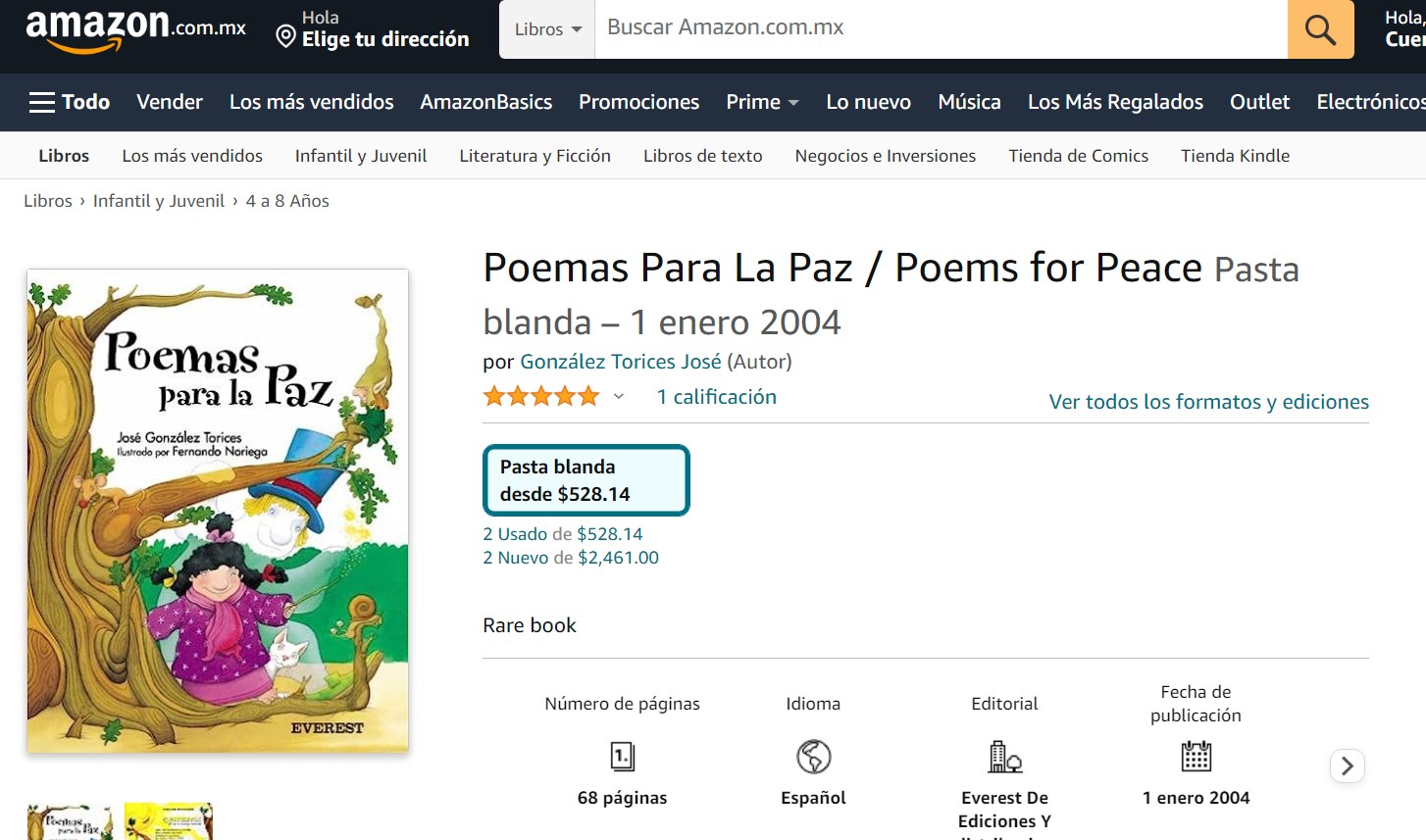 Libro: Poemas Para La Paz por González Torices José