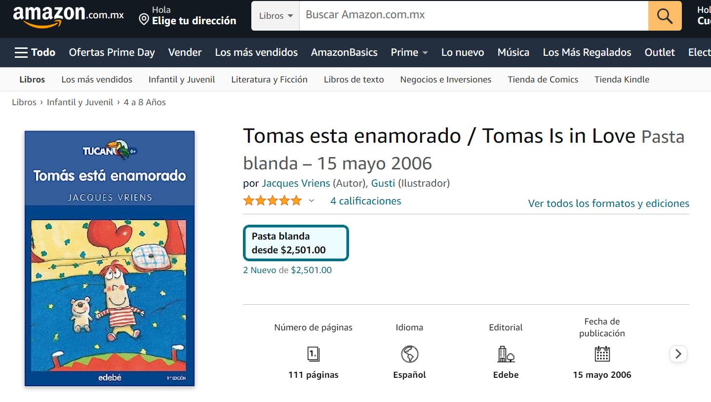 Libro: Tomás está enamorado por Jacques Vriens