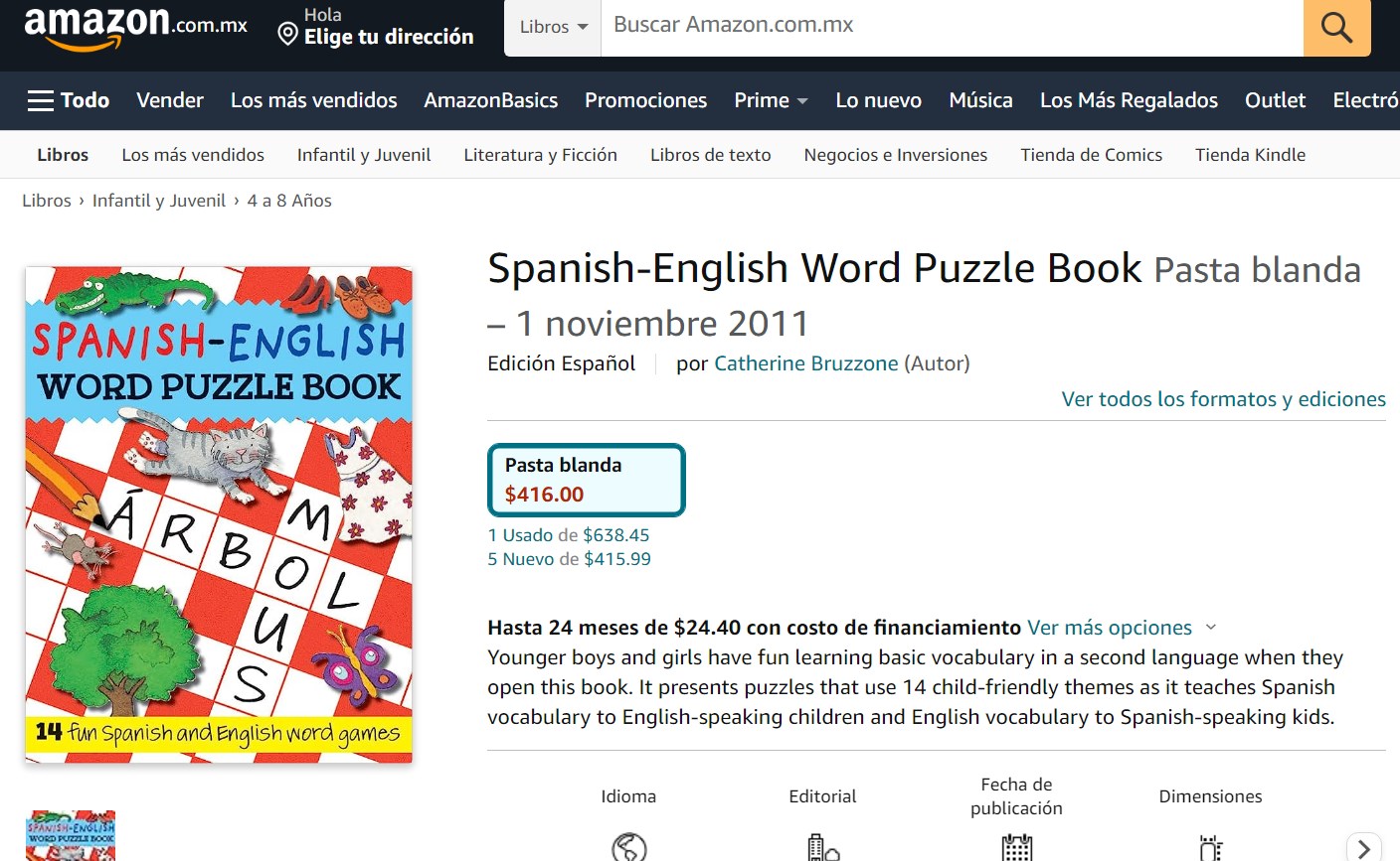 Libro: Libro de rompecabezas de palabras español-inglés por Catherine Bruzzone