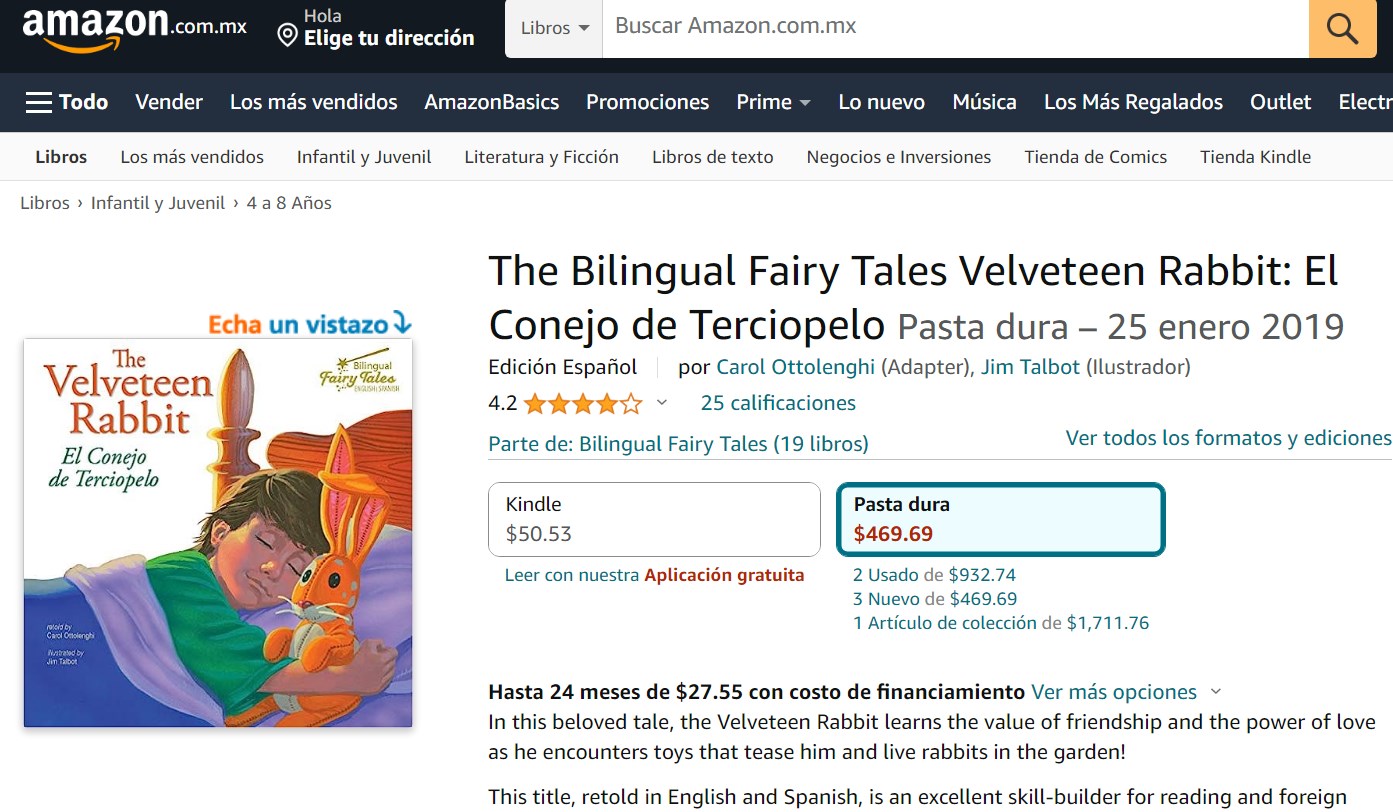 Libro: The Bilingual Fairy Tales Velveteen Rabbit: El Conejo de Terciopelo por Carol Ottolenghi