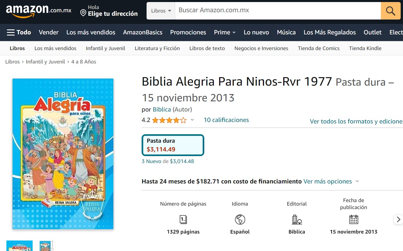 Libro: Biblia Alegría Para Niños-Rvr 1977 por Bíblica 