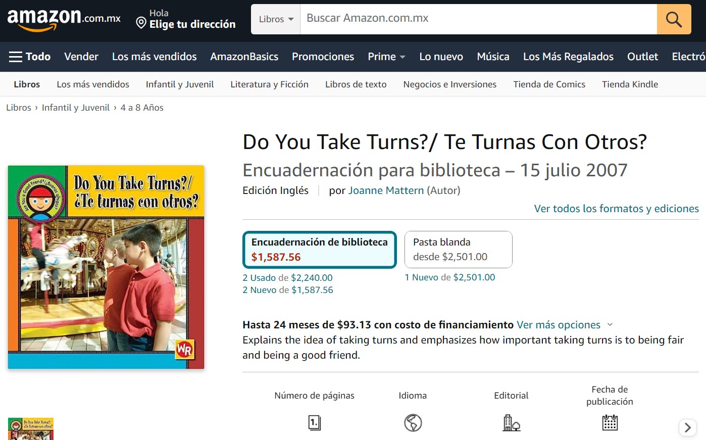 Libro: Do You Take Turns?/ ¿Te Turnas Con Otros? Por Joanne Mattern