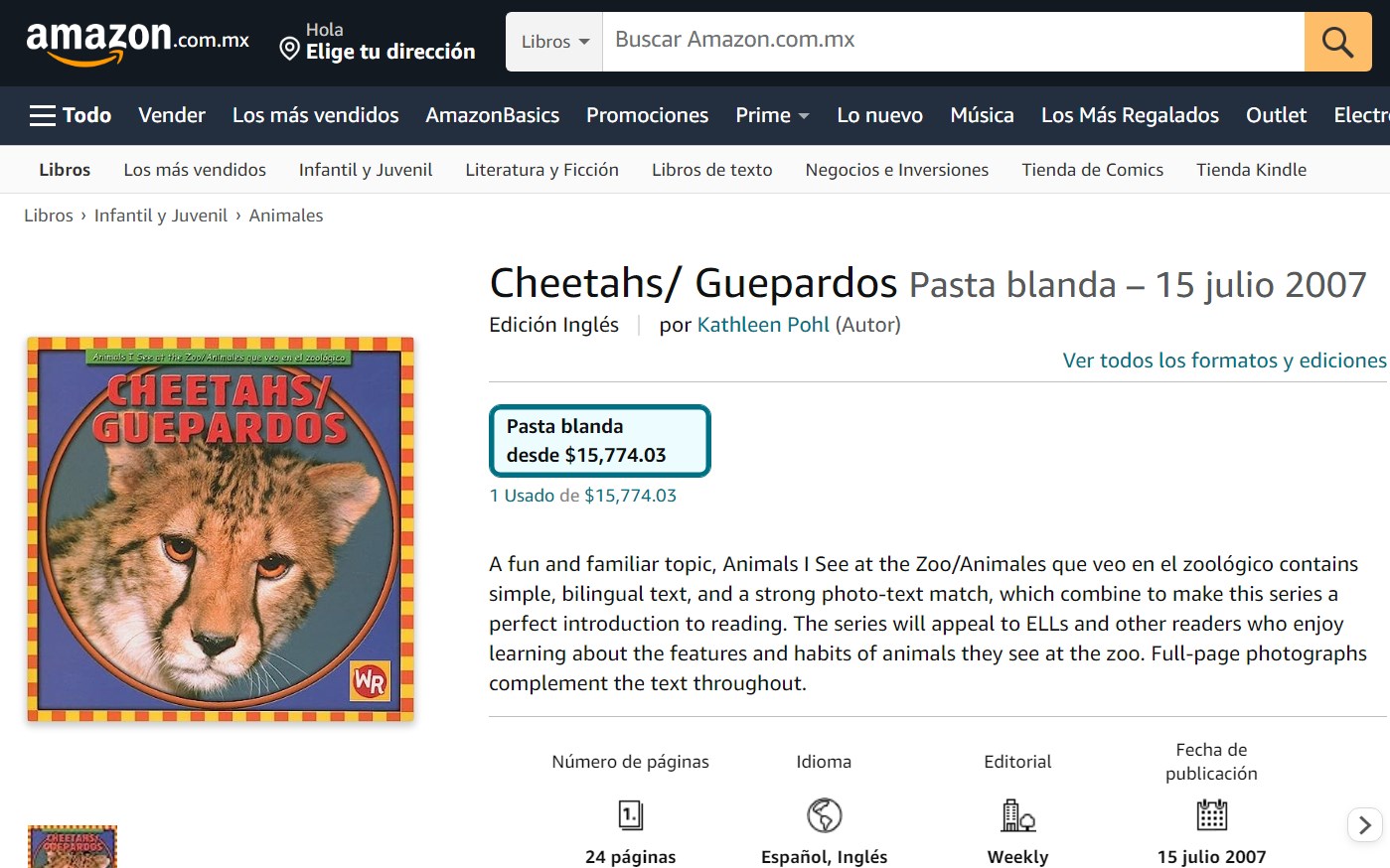 Libro: Cheetahs/ Guepardos: Animales que veo en el zoológico por Kathleen Pohl