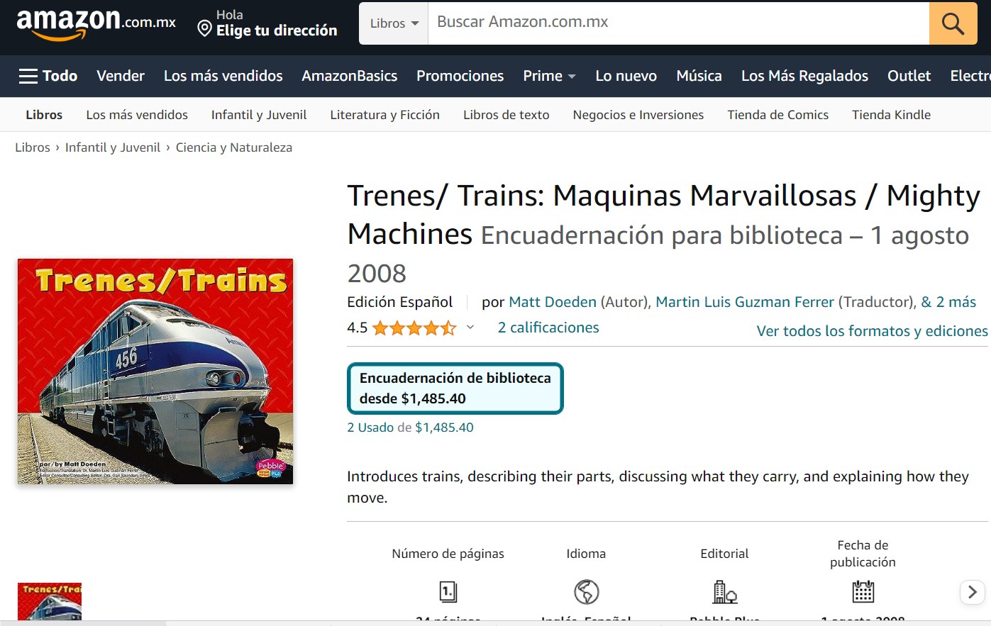 Libro: Trenes/ Trains: Máquinas Maravillosas / Mighty Machines por Matt Doeden