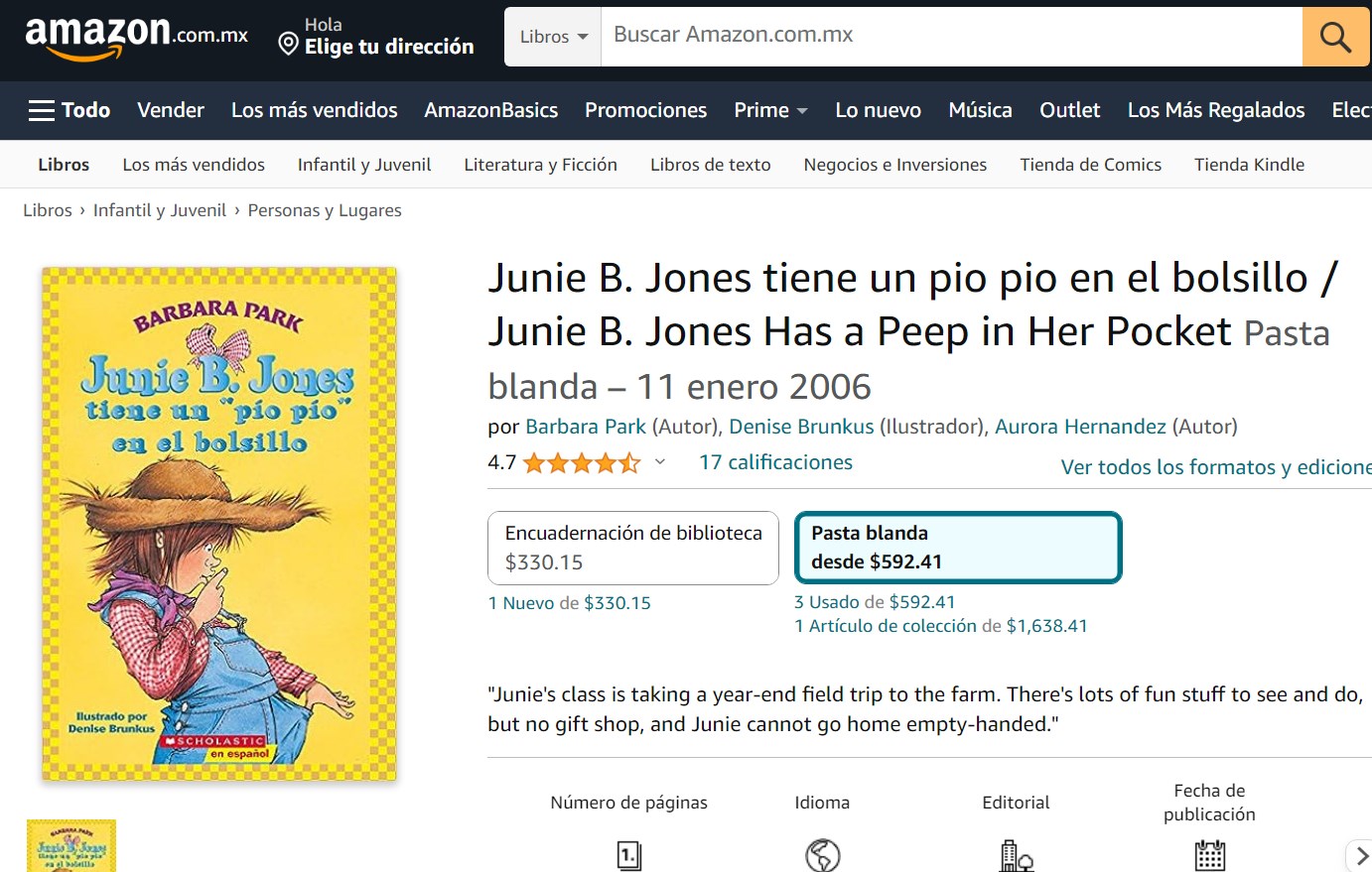 Libro: Junie B. Jones tiene un pío pío en el bolsillo por Barbara Park