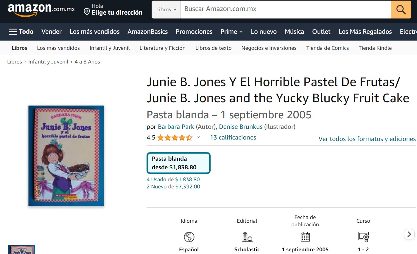 Libro: Junie B. Jones Y El Horrible Pastel De Frutas por Barbara Park