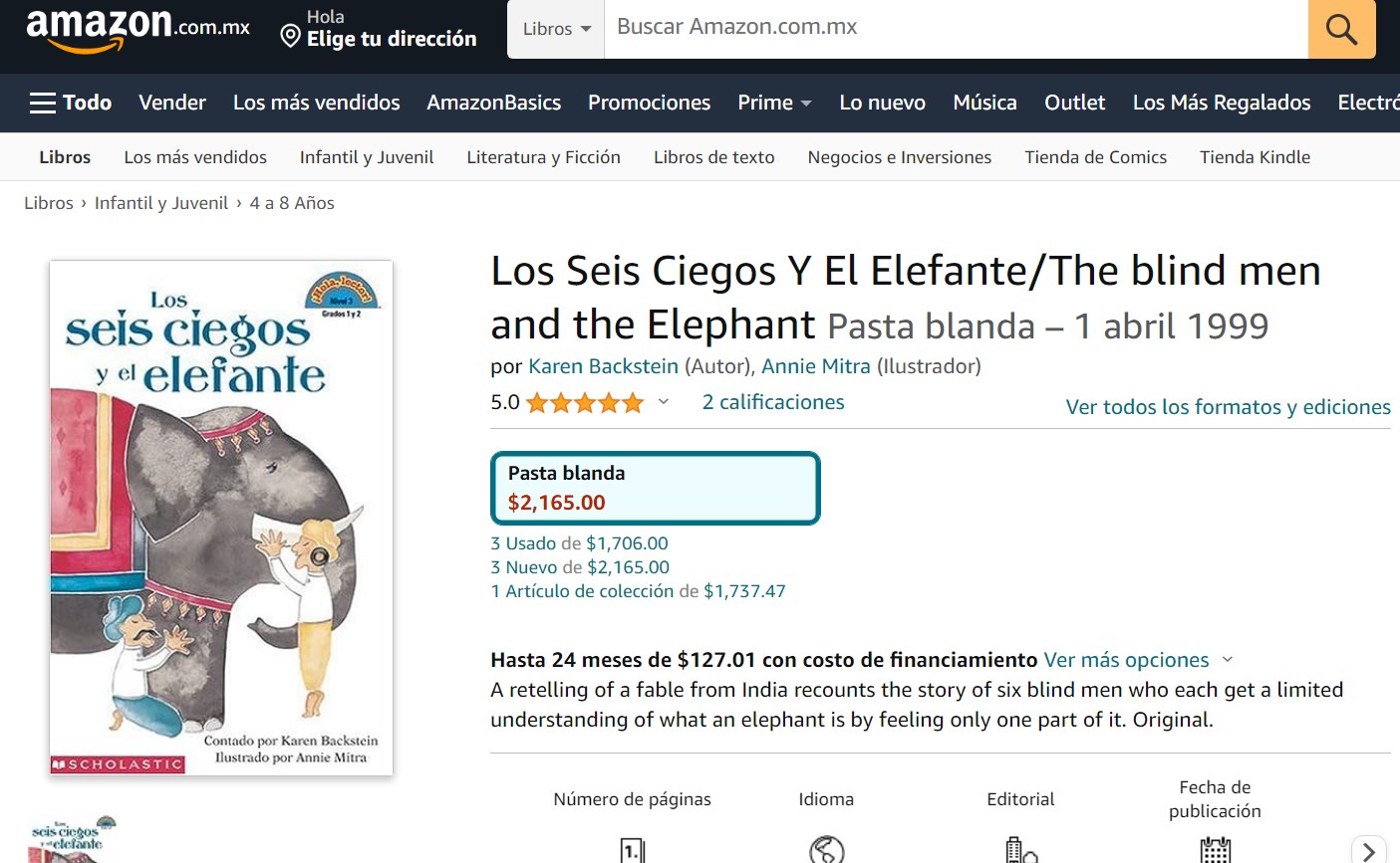 Libro: Los Seis Ciegos Y El Elefante por Karen Backstein