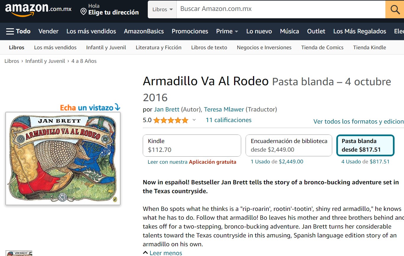 Libro: Armadillo Va Al Rodeo por Jan Brett