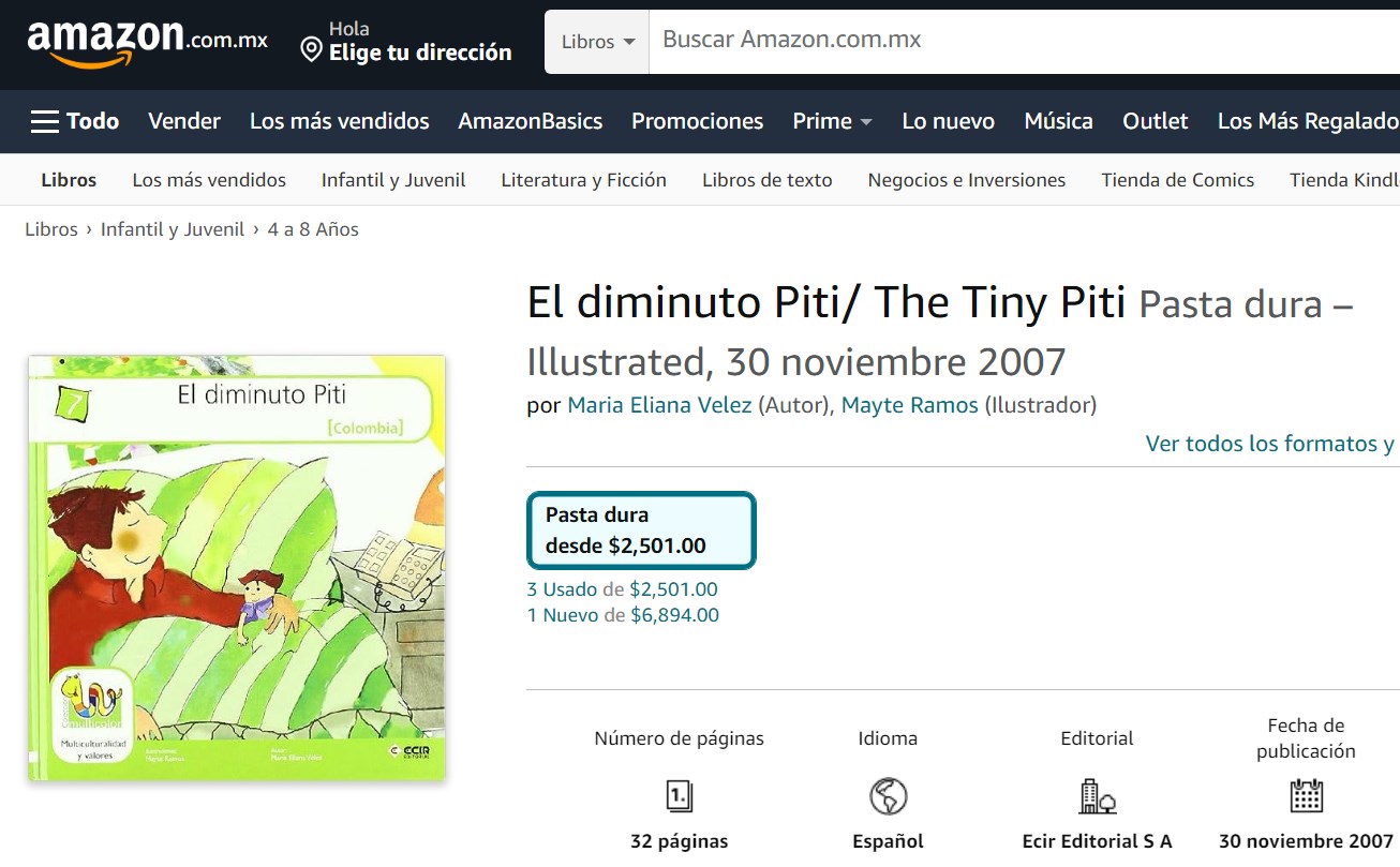 Libro: El diminuto Piti (Colombia) por María Eliana Vélez