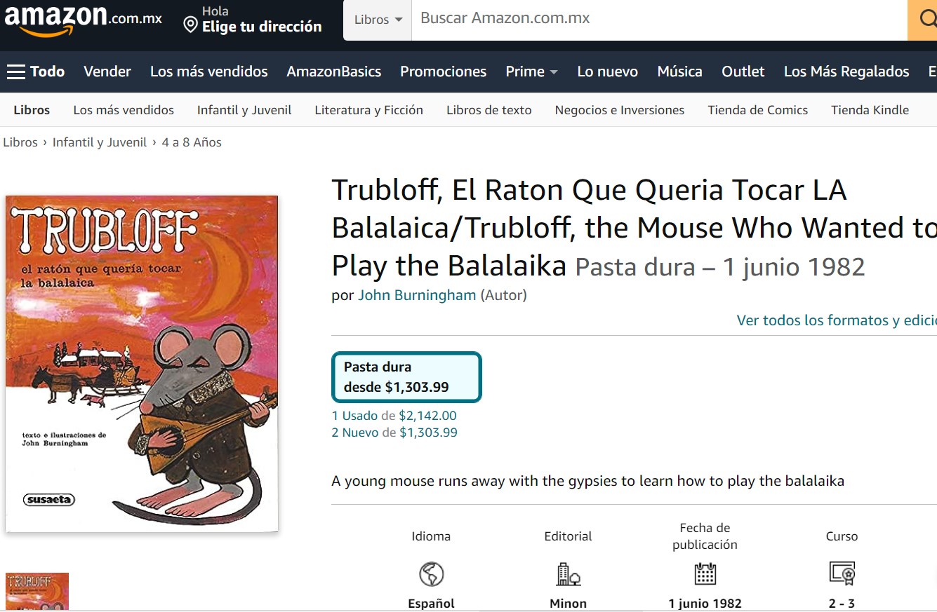 Libro: Trubloff, El Ratón Que Quería Tocar LA Balalaica por John Burningham