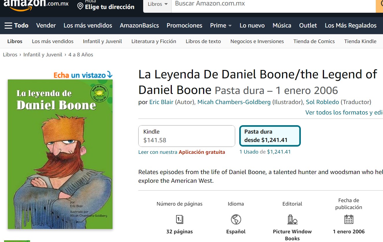Libro: La Leyenda De Daniel Boone por Eric Blair