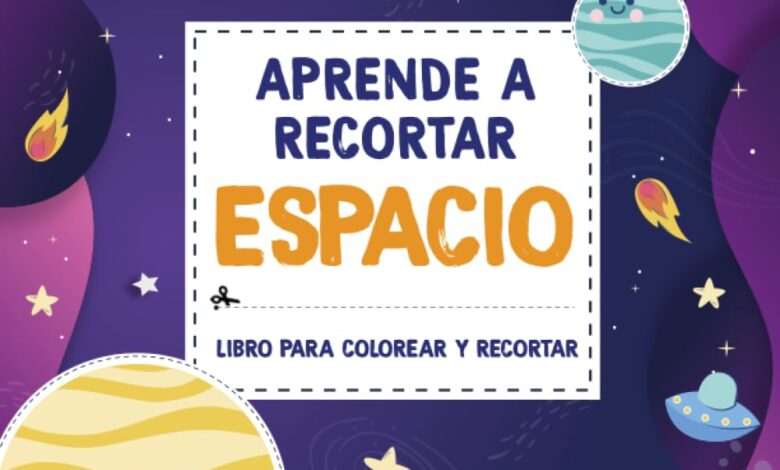 Libro: Aprende a recortar - Espacio - Libro de actividades para colorear y recortar para niños por Sandia Studio