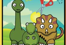 Libro: Dinosaurios Divertidos – Colorea recorta y pega por ¡Ilumina tus Sueños!