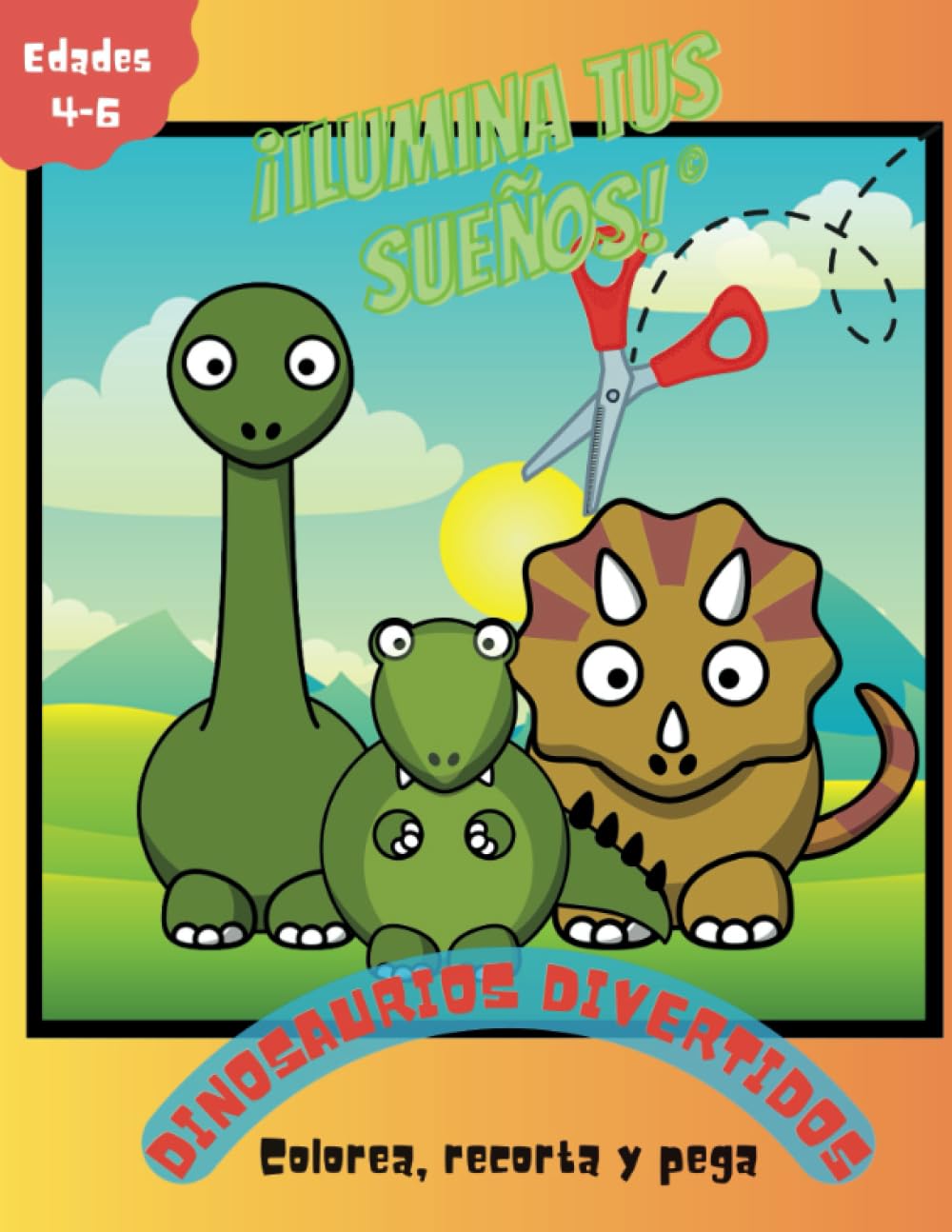 Libro: Dinosaurios Divertidos – Colorea recorta y pega por ¡Ilumina tus Sueños!