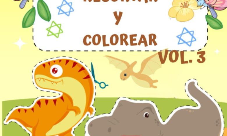 Libro: Aprende a recortar y colorear dinosaurios Vol. 3 - Libro de actividades para colorear para niños de 3 a 7 años por Airion Press