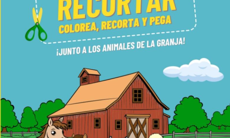 Libro: Aprende a recortar ¡Colorea, corta y pega animales de la granja! Por Dream World