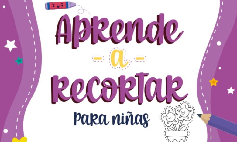 Libro: Aprende a recortar para niñas - Libro de actividades para aprender a usar las tijeras y colorear por Sandia Studio