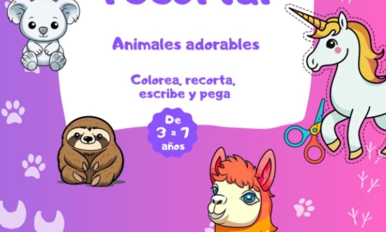 Libro: Aprende a recortar animales adorables para niños de 3 a 7 años por Rainbow Sloth Crafts