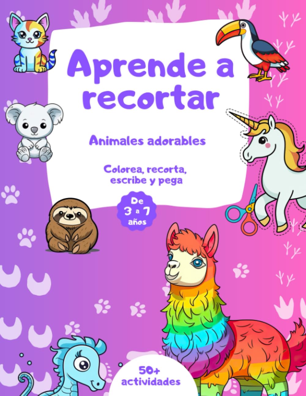 Libro: Aprende a recortar animales adorables para niños de 3 a 7 años por Rainbow Sloth Crafts