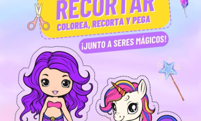 Libro: Aprende a recortar – Colorea, recorta y pega junto a seres mágicos por Dream World