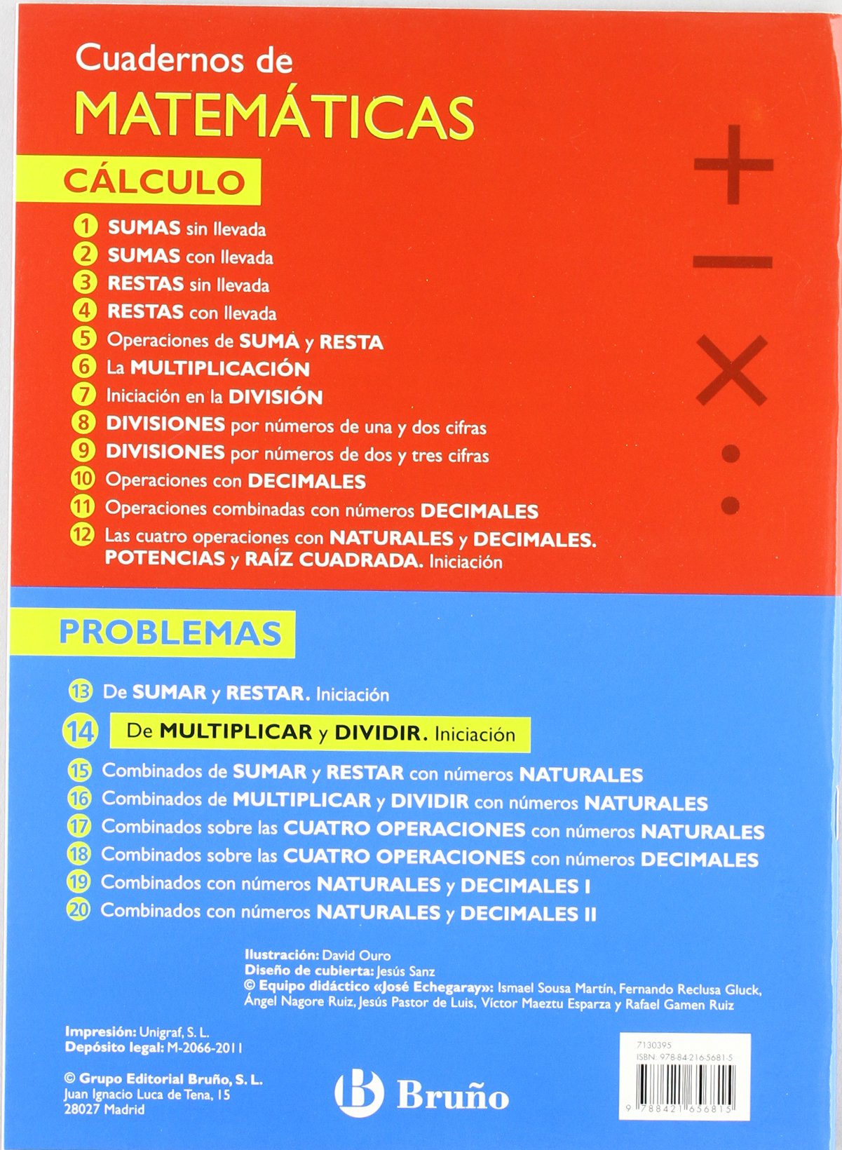 Libro: 14 Problemas de multiplicar y dividir, iniciación. Cuaderno de matemáticas: Problemas por Ismael Sousa Martín
