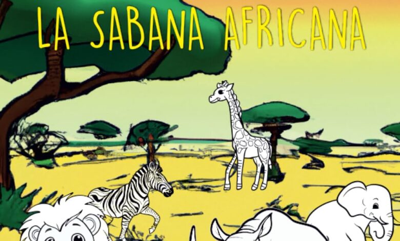 Libro: Libro de colorear y recortar – Aventuras en la sabana africana por Diber San