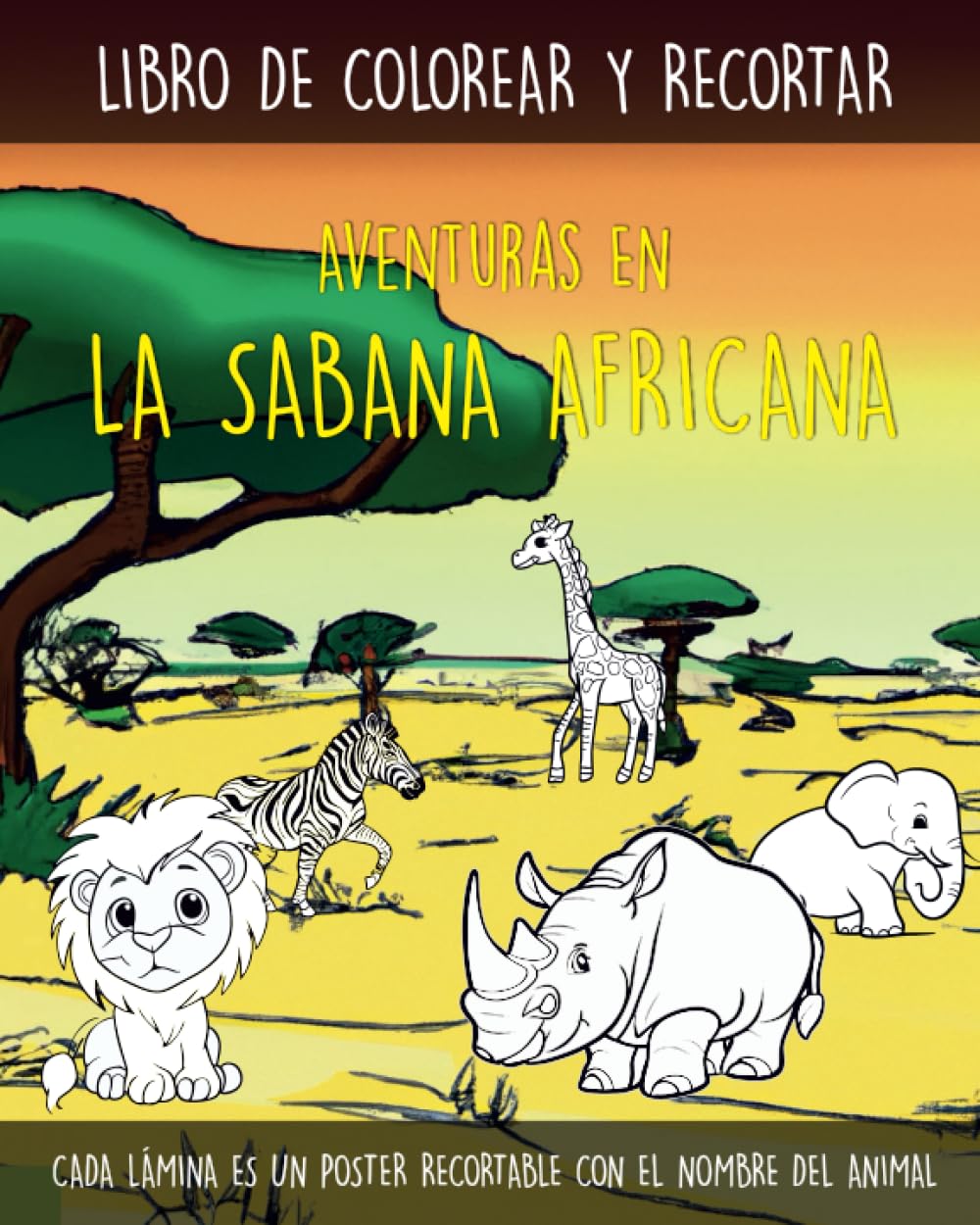 Libro: Libro de colorear y recortar – Aventuras en la sabana africana por Diber San