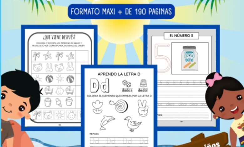 Libro: Vacaciones - Libro de actividades para preescolar - Ejercicios de repaso de letras, números, figuras geométricas por Didac Editorial