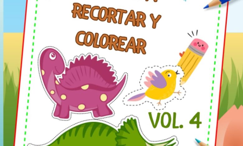 Libro: Aprende a recortar y colorear dinosaurios – Libro de actividades para colorear para niños de 3 a 7 años por Airion Press