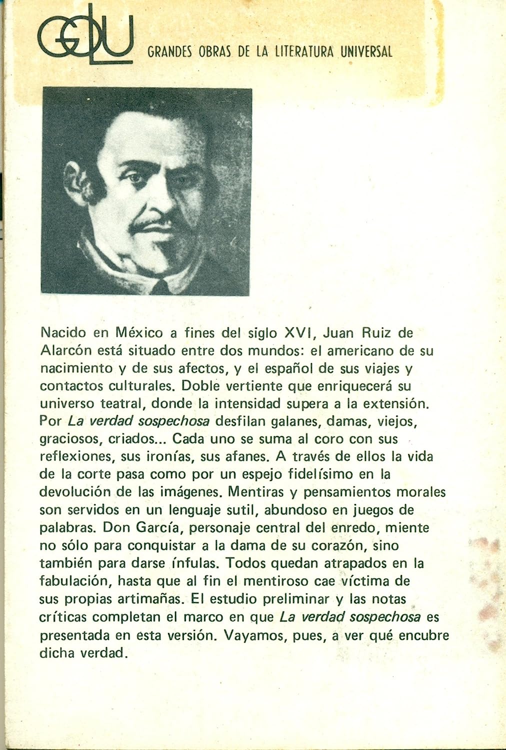 Libro: La Verdad Sospechosa por Juan Ruiz de Alarcón