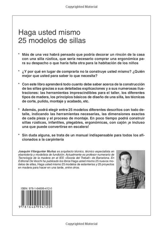 Libro Haga usted mismo 25 modelos de sillas por Joaquim Vilargunter Muñoz