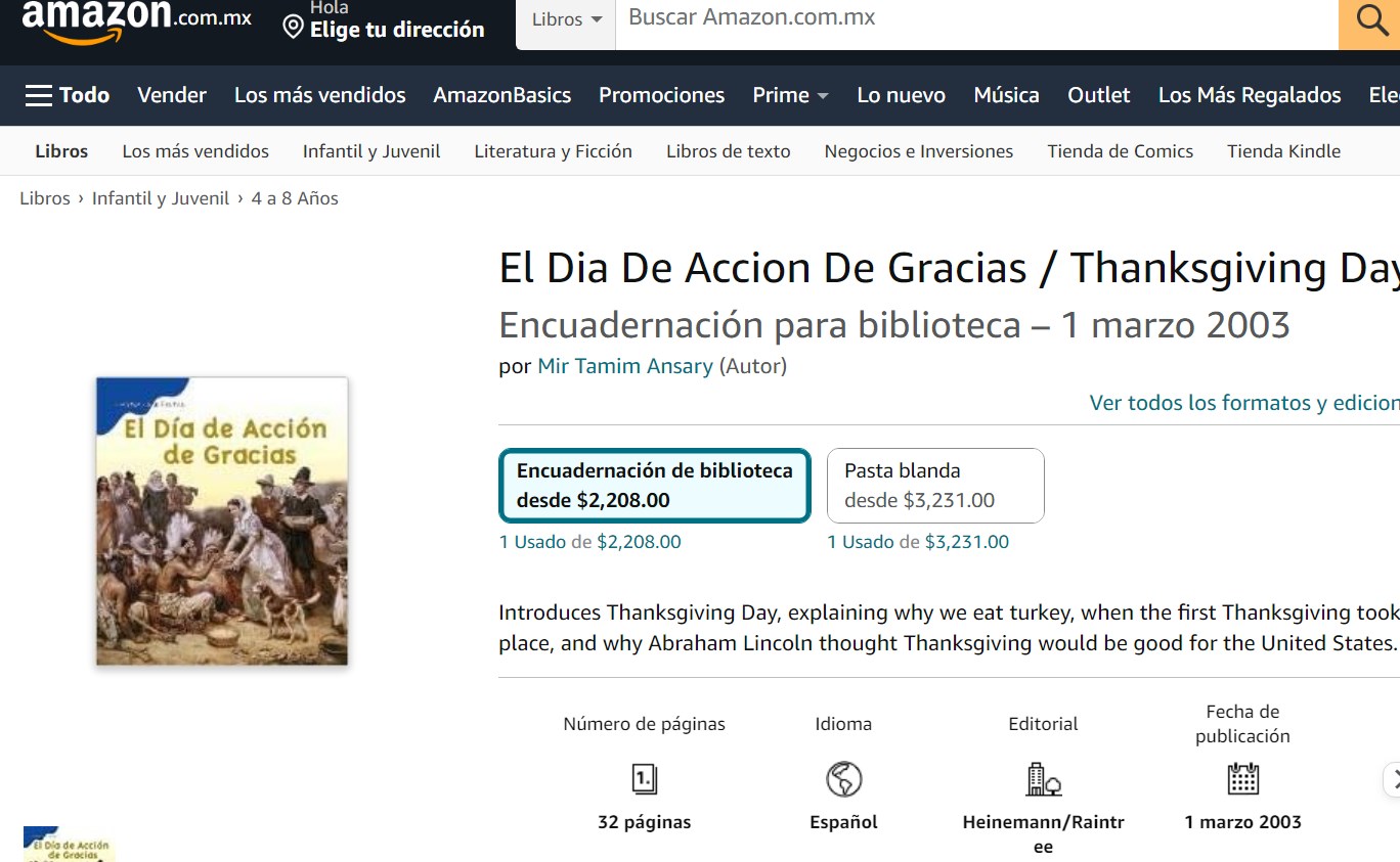 Libro: El Día De Acción De Gracias por Mir Tamim Ansary