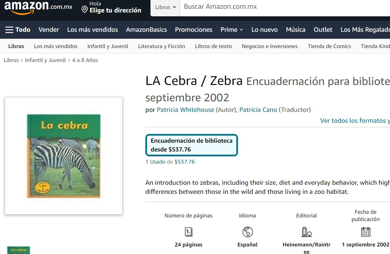Libro: La Cebra / Zebra Lee y aprende por Patricia Whitehouse