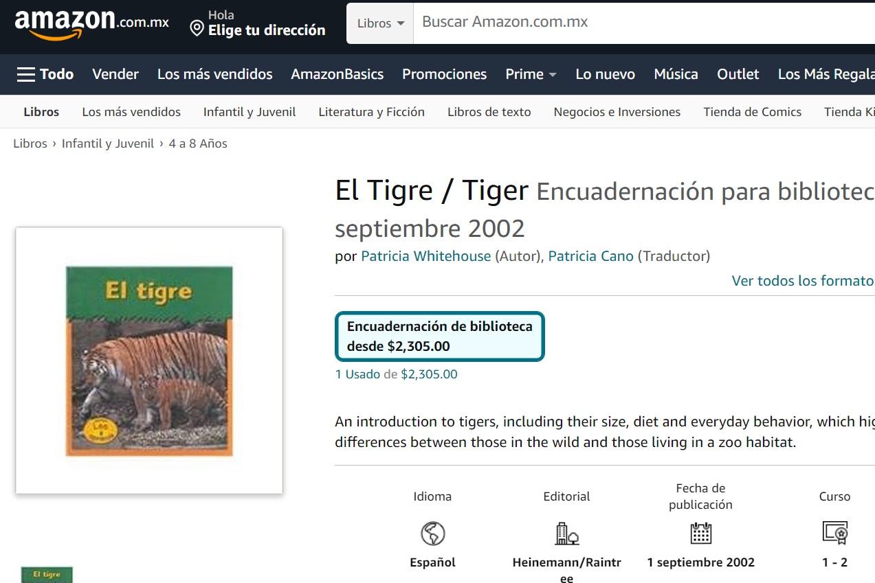 Libro: El Tigre / Tiger Lee y aprende por Patricia Whitehouse