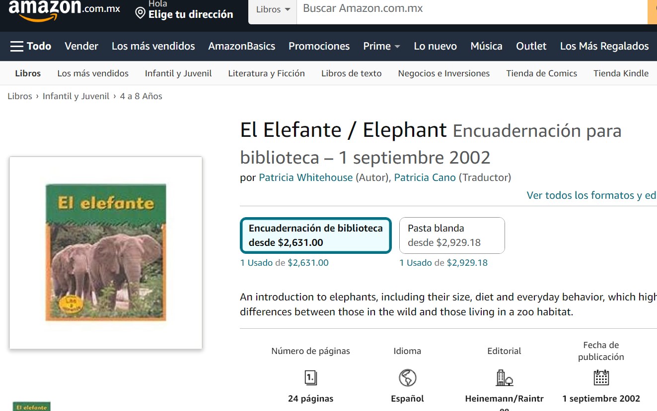 Libro: El Elefante / Elephant Lee y aprende por Patricia Whitehouse