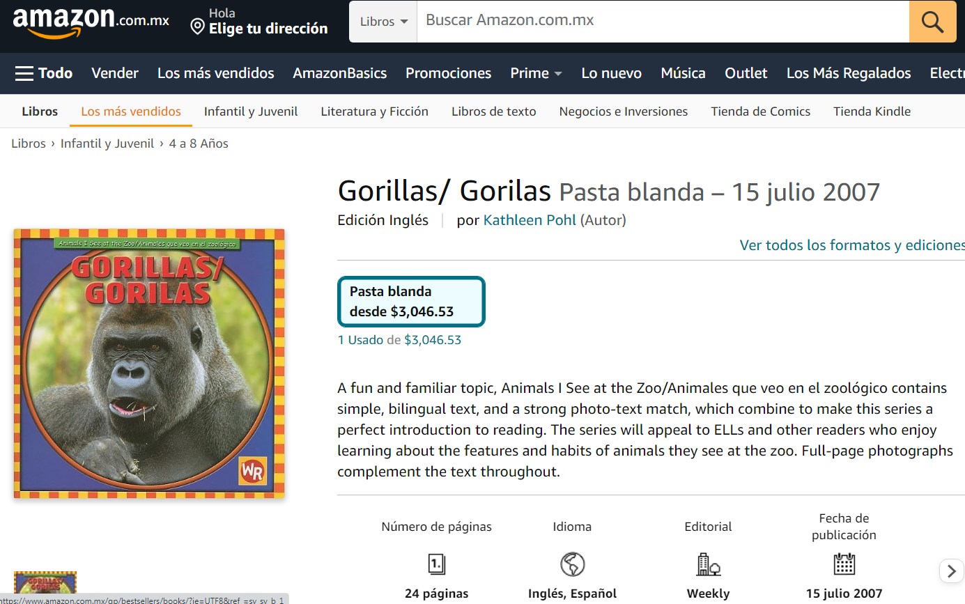 Libro: Gorilas, Animales que veo en el zoológico por Kathleen Pohl