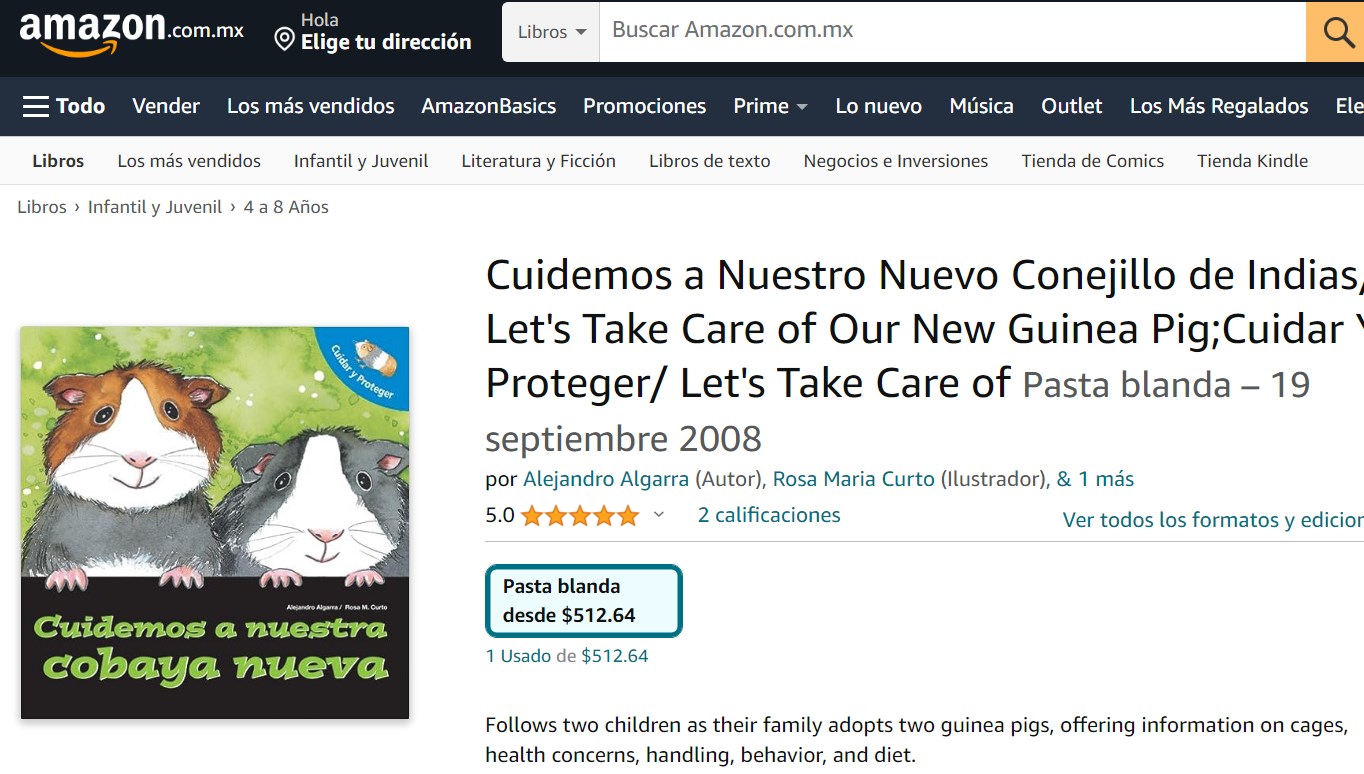Libro: Cuidemos a Nuestra Cobaya Nueva: Cuidar Y Proteger por Alejandro Algarra