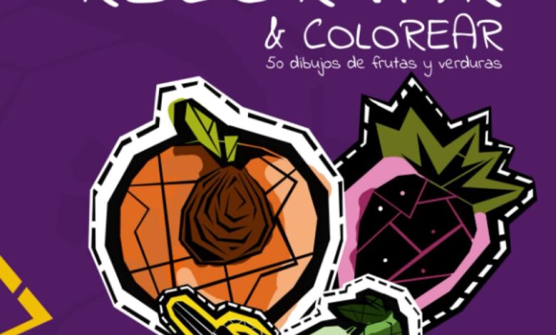 Libro: Aprende a recortar y colorear 50 dibujos de frutas y verduras por Libros MA