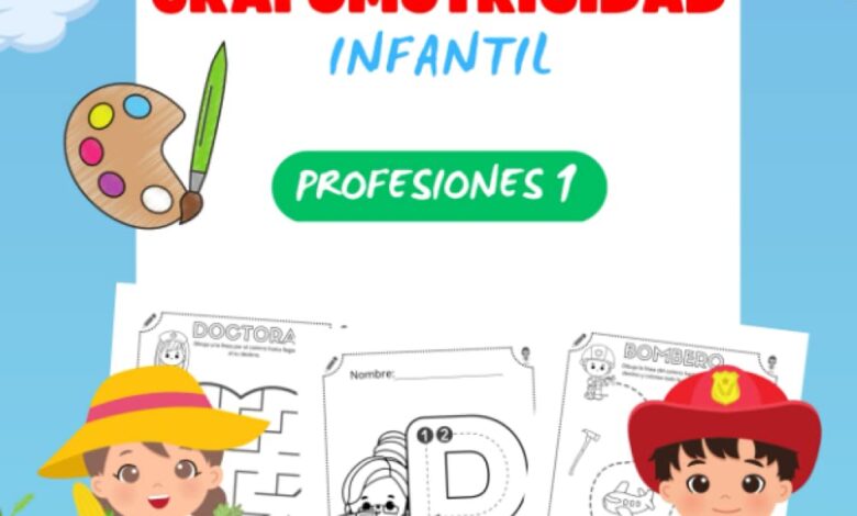 Libro: Actividades Grafomotricidad Infantil - Profesiones 1 por Nuria Cardeñosa