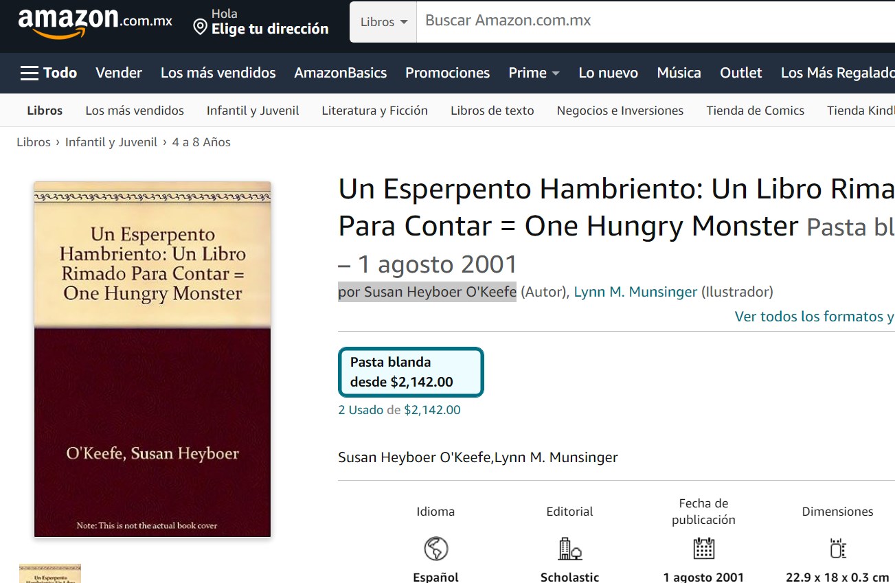 Libro: Un Esperpento Hambriento: Un Libro Rimado Para Contar por Susan Heyboer O'Keefe