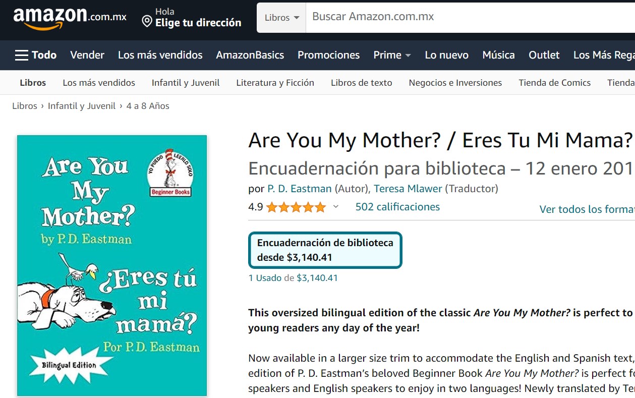 Libro: Are You My Mother? / ¿Eres Tu Mi Mamá? Por P. D. Eastman