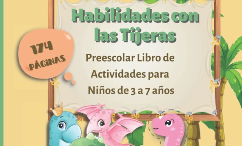 Libro: Cortar y Pegar con Dino, Habilidades con las Tijeras - Preescolar Libro de Actividades para Niños de 3 a 7 años por Monica F