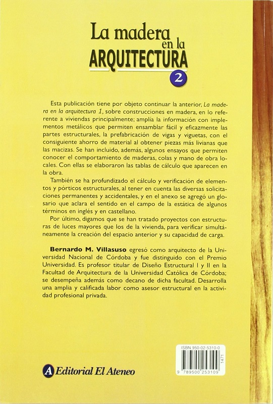 Libro La Madera En La Arquitectura 2 por Bernardo M. Villasuso