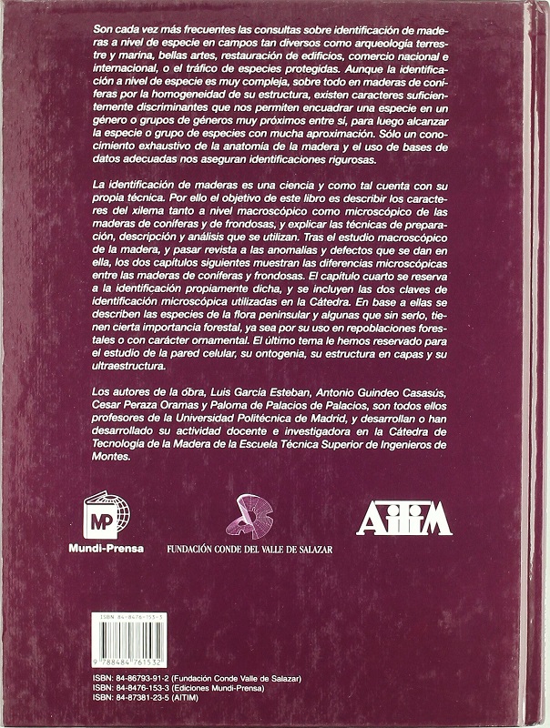 Libro La madera y su Anatomía por L. Garía Esteban